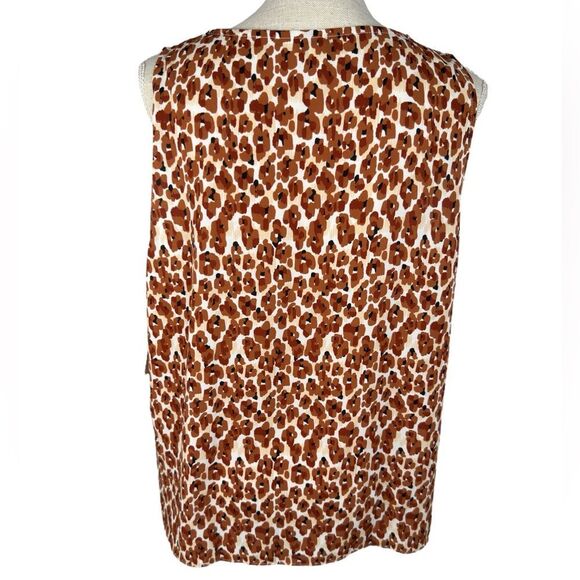 Nine West Brown V-Neck Animal Print Sleeveless Blouse Tank Top - Picture 4 of 8
